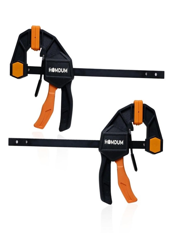 Homdum 6 inch Quick Grip Bar clamp for woodworking One-Handed Release F type Ratchet clamp wood working size 35 X 21 CM with Durable Nylon Handle & scratch proof rubber grip Pack of 2pc. - Image 1